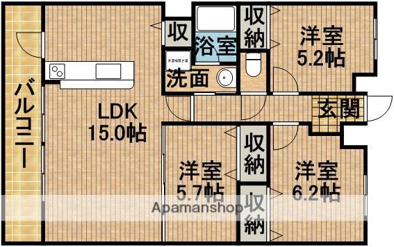 ラフィーネ掛川C Ⅲ(3LDK/6階)の間取り写真