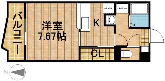 H.EARTH(1K/4階)の間取り写真