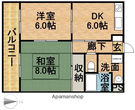 オズハウス2(2DK/3階)の間取り写真