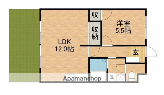 マンション沖之苑(1LDK/1階)の間取り写真