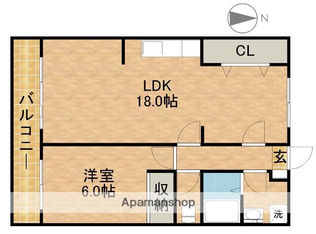 アソルティ増楽町(1LDK/4階)の間取り写真