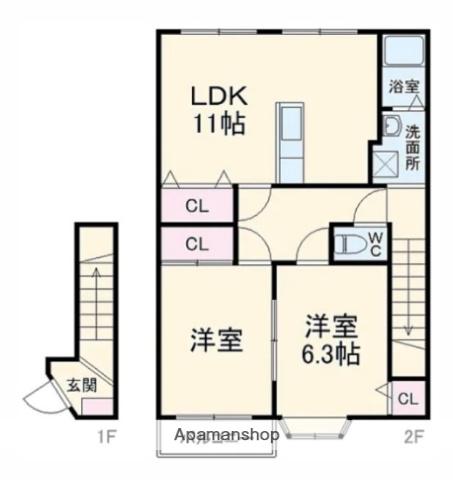 ハイステージ富塚(3DK/2階)の間取り写真