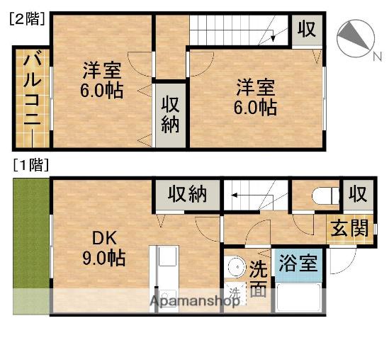 ぬいやハイツⅢ(2DK)の間取り写真