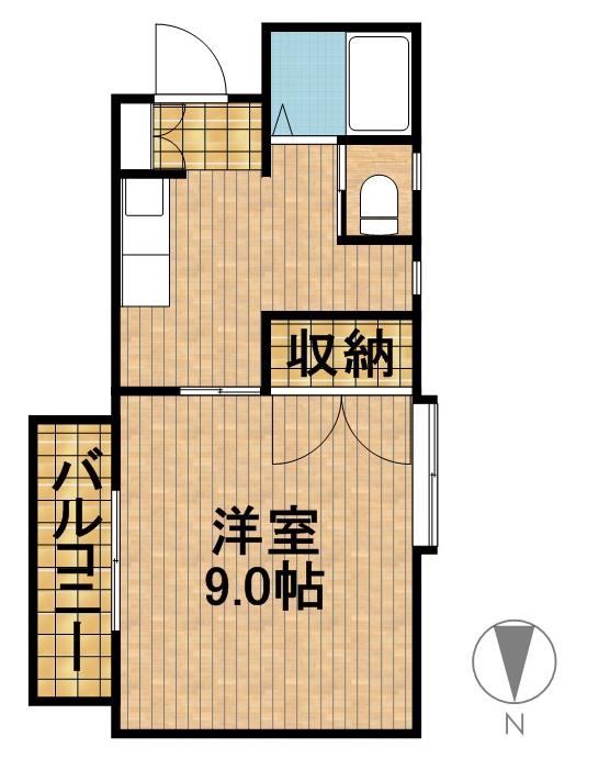 グリーンヒルズ(1K/2階)の間取り写真