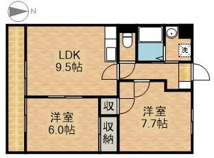 プルミエ(2DK/4階)の間取り写真
