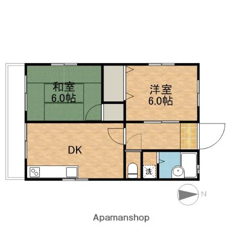 コーポショウサンⅠ(2DK/2階)の間取り写真