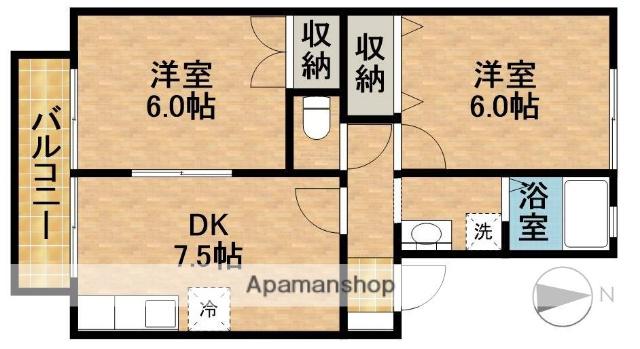 プレンティ A(2DK/2階)の間取り写真