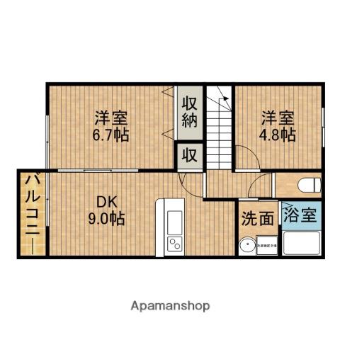 シェボンⅢ(2DK/2階)の間取り写真