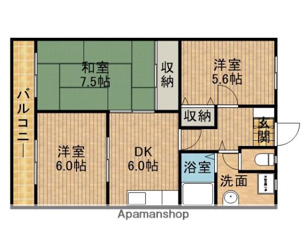HIトピア藤枝 Ⅱ(3DK/2階)の間取り写真