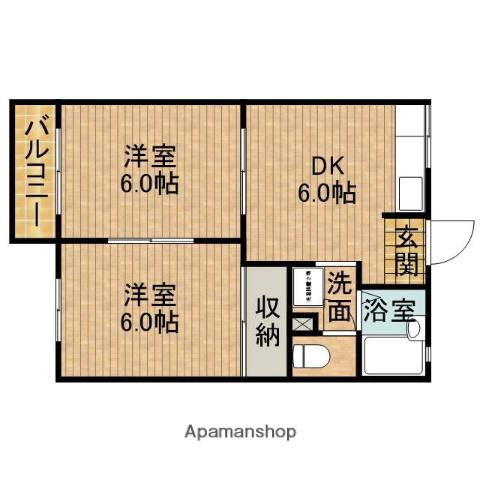 ビラアークルA(2DK/2階)の間取り写真