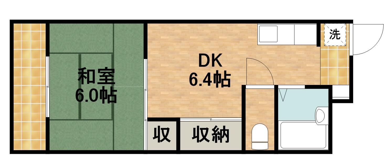 グレイス第1マンション(1DK/2階)の間取り写真