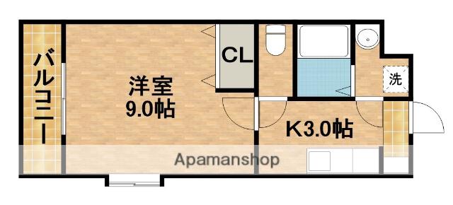 ブルースハープⅡ(1K/3階)の間取り写真