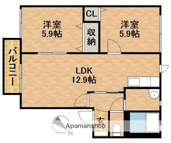 ハイマートKⅠ(2LDK/2階)の間取り写真
