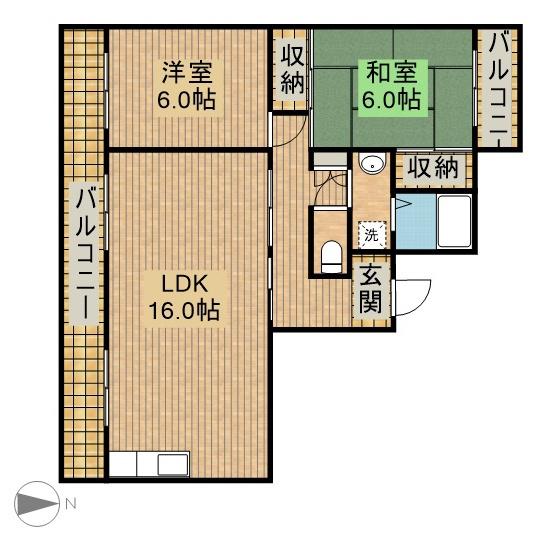 グリーンハイツA(2LDK/1階)の間取り写真