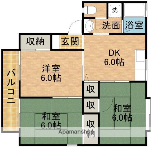 セジュール新津(3DK/1階)の間取り写真