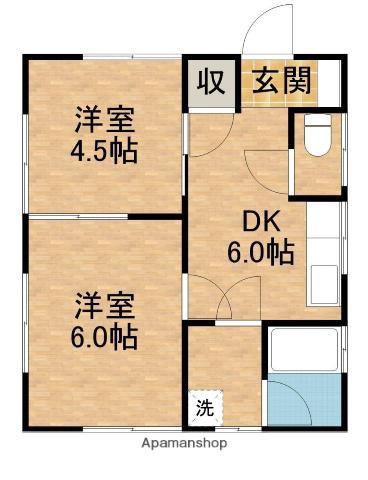 東海道本線 浜松駅 バス乗車時間：18分 蜆塚１丁目バス停で下車 徒歩5分 1階建 築59年(2DK)の間取り写真