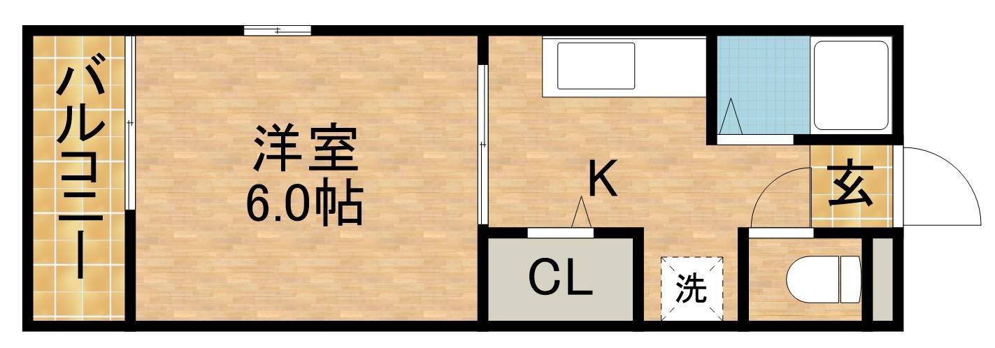 アミィエイト(1K/2階)の間取り写真