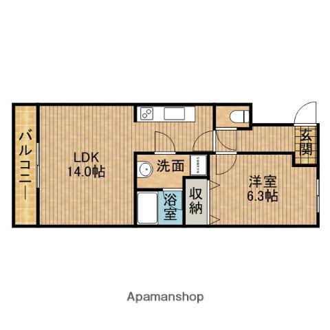 マーヴェラス パレス(1LDK/1階)の間取り写真