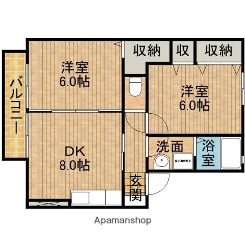 フォレスト B(2DK/2階)の間取り写真