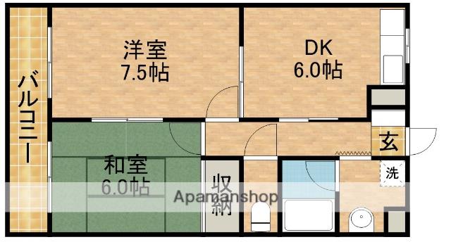 クラフトⅠ(2DK/3階)の間取り写真