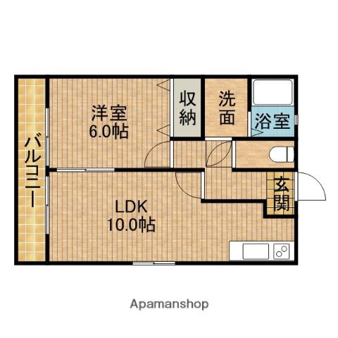 ツアールS(1LDK/2階)の間取り写真