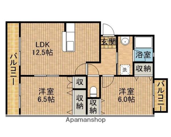 アムール高田(2LDK/3階)の間取り写真