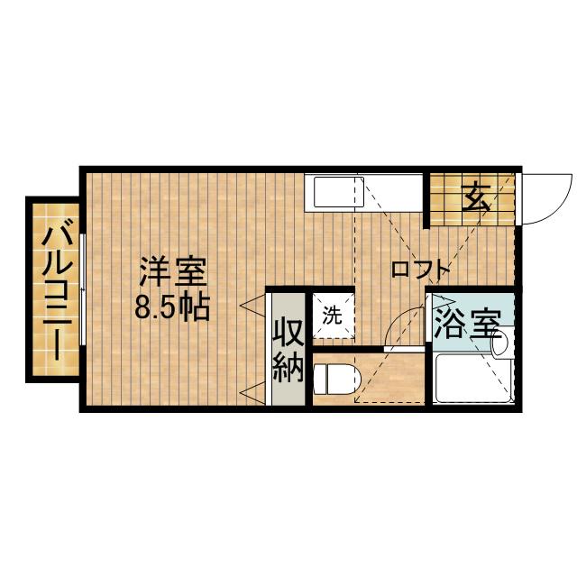 フローラ泉町A(ワンルーム/1階)の間取り写真