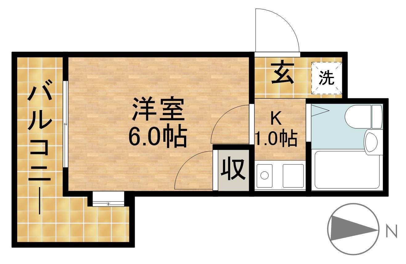 カレッジタウンウィング(1K/2階)の間取り写真