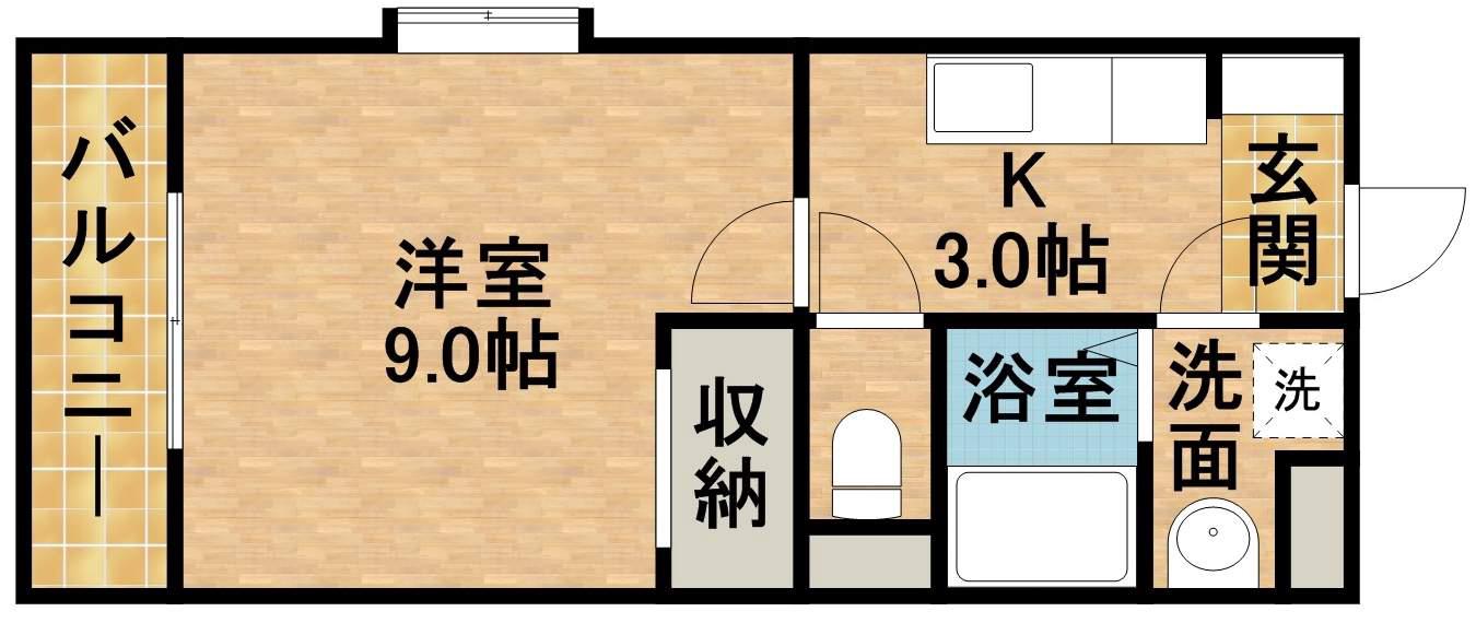 シーガル(1K/2階)の間取り写真