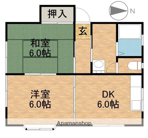 キャスティル(2DK/2階)の間取り写真