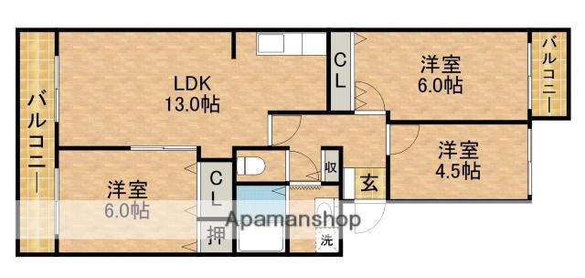 平和ハイツG(3LDK/1階)の間取り写真