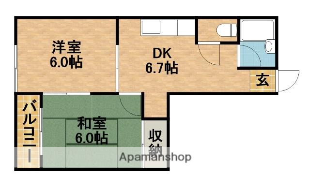 コーポ希望ⅩⅠ(2DK/2階)の間取り写真