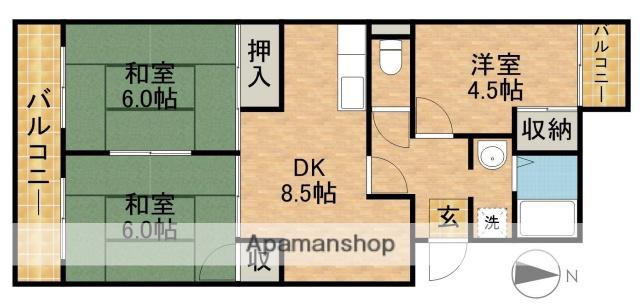 サンコーポ小林(3DK/4階)の間取り写真