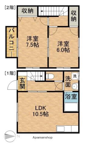 テラスハウス安松(2LDK)の間取り写真