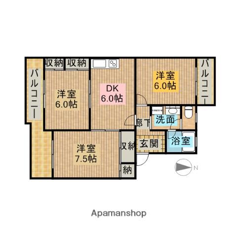 すぎやパークハイツ(3DK/2階)の間取り写真