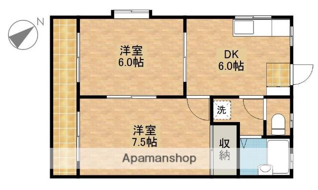 サンハイツ桂(2DK/2階)の間取り写真