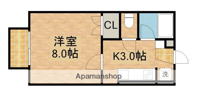 パークウッドKⅡ(1K/2階)の間取り写真