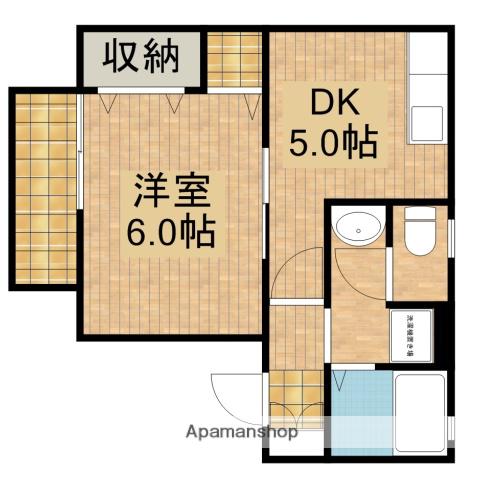 ファンテール B(1DK/2階)の間取り写真