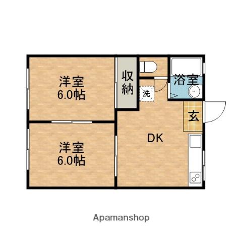 リリーベル(2DK/1階)の間取り写真