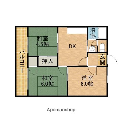 コーポ青島(3DK/2階)の間取り写真