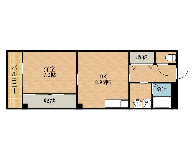 SUNコバヤシ90(1DK/2階)の間取り写真