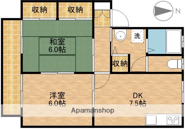 プラースB(2DK/2階)の間取り写真
