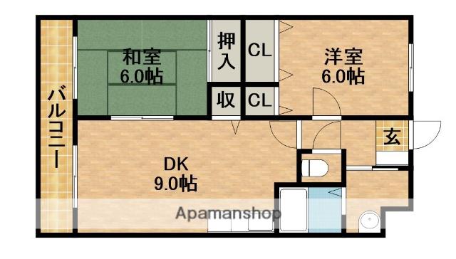 リベルテ曳馬(2DK/1階)の間取り写真