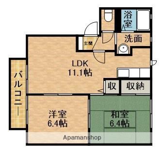 フォーレス絆(2LDK/2階)の間取り写真
