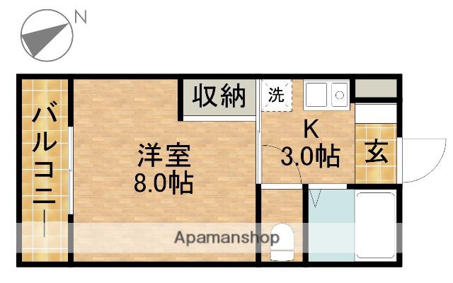 グローリィ高丘(1K/2階)の間取り写真