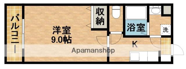 カウベルⅢ(1K/4階)の間取り写真