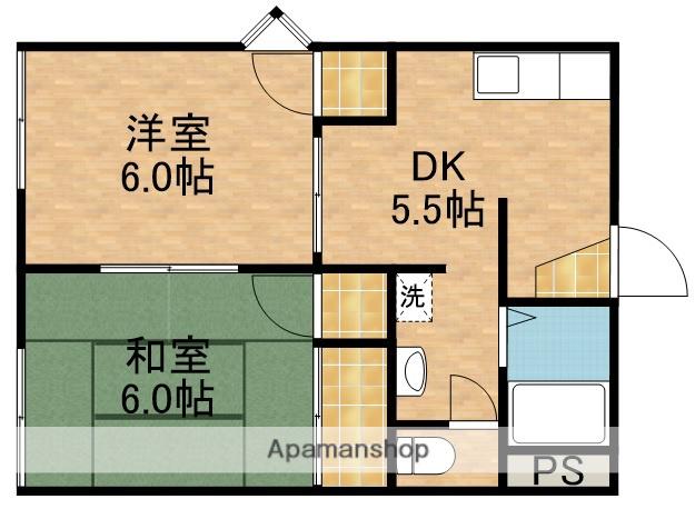 ロジュマン旭(2K/1階)の間取り写真