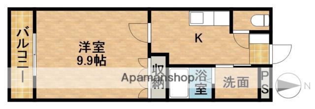 フルハム(1K/2階)の間取り写真