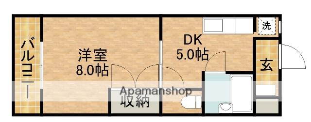 グリーンベルⅡ(1DK/4階)の間取り写真