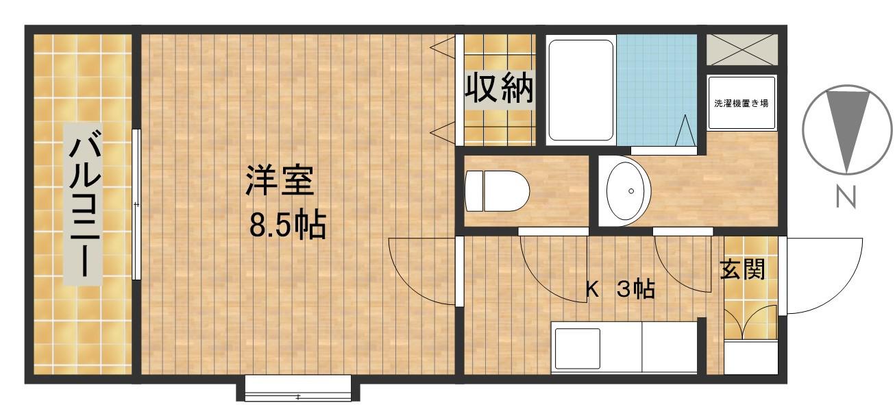 ヴェルデ和合(1K/1階)の間取り写真